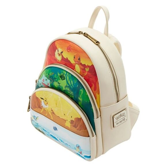 NWT Loungefly x Pokémon | Elements Triple Pocket Starters Colorful Mini Backpack - Picture 3 of 12